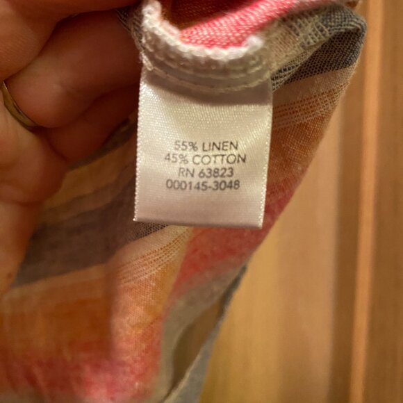 CJ Banks Women’s Striped Button Up Tank Linen Shirt Size X Costal Grandma - Picture 3 of 4